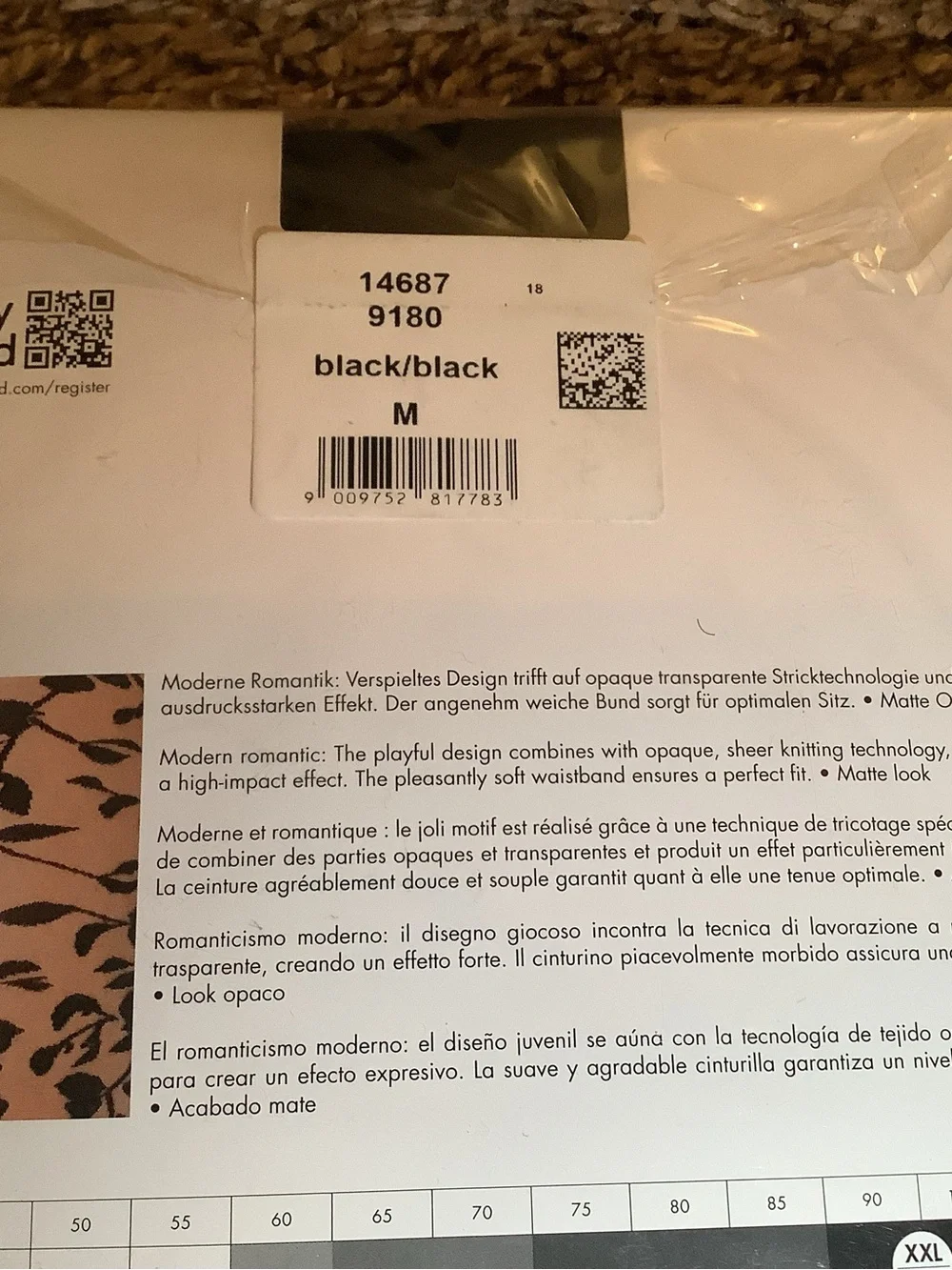 Wolford Amelia tights, floral design, color black/black, size: M
